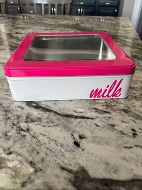 Milk Pink & White Storage Tin with Clear Window